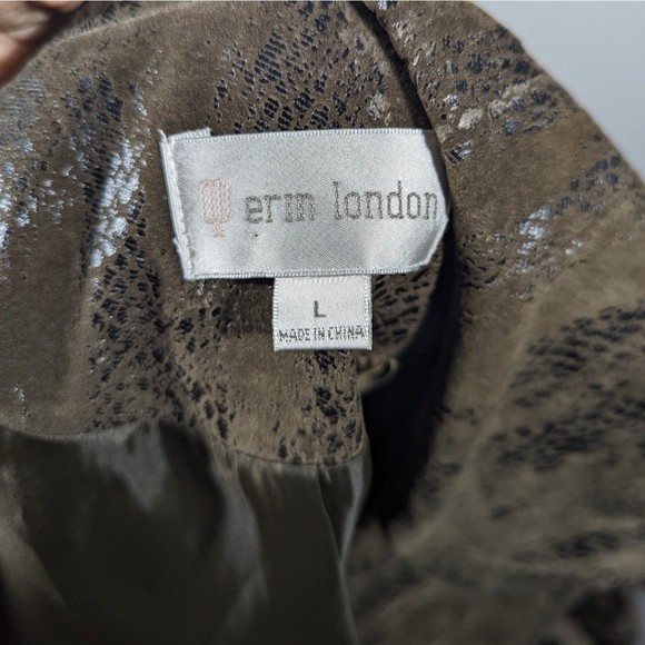 Erin London Vest Brown Faux Snake Print Moto Style Women Size L - Picture 5 of 7